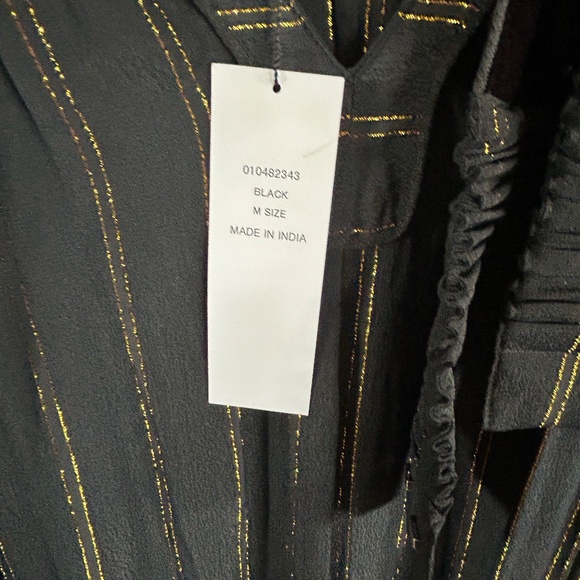 NE QUITTEZ PAS Dress Black Metallic Long sleeve Belted womens Medium New - Picture 4 of 9